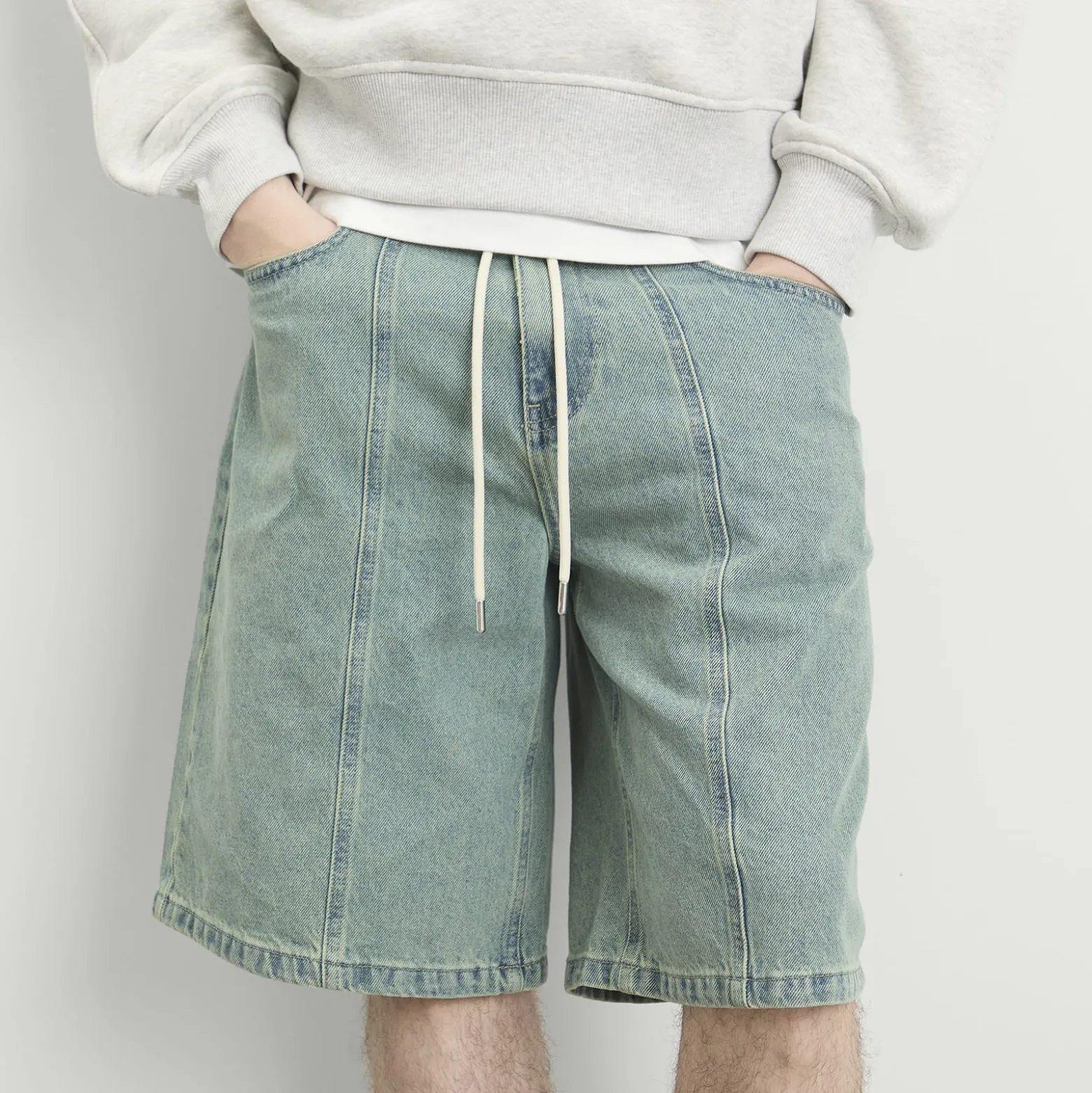 about:blank Felled Denim Short