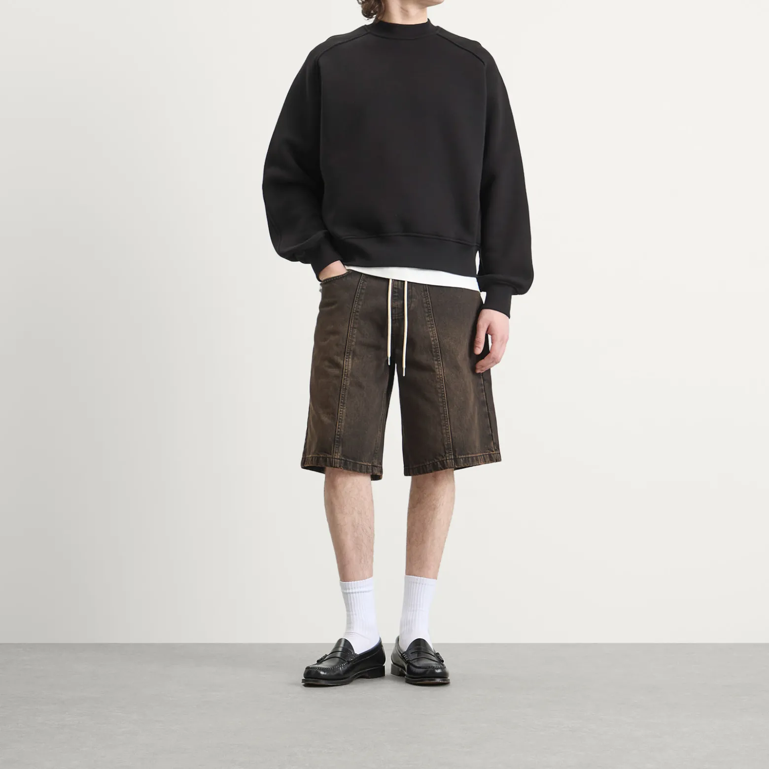 about:blank Felled Denim Short