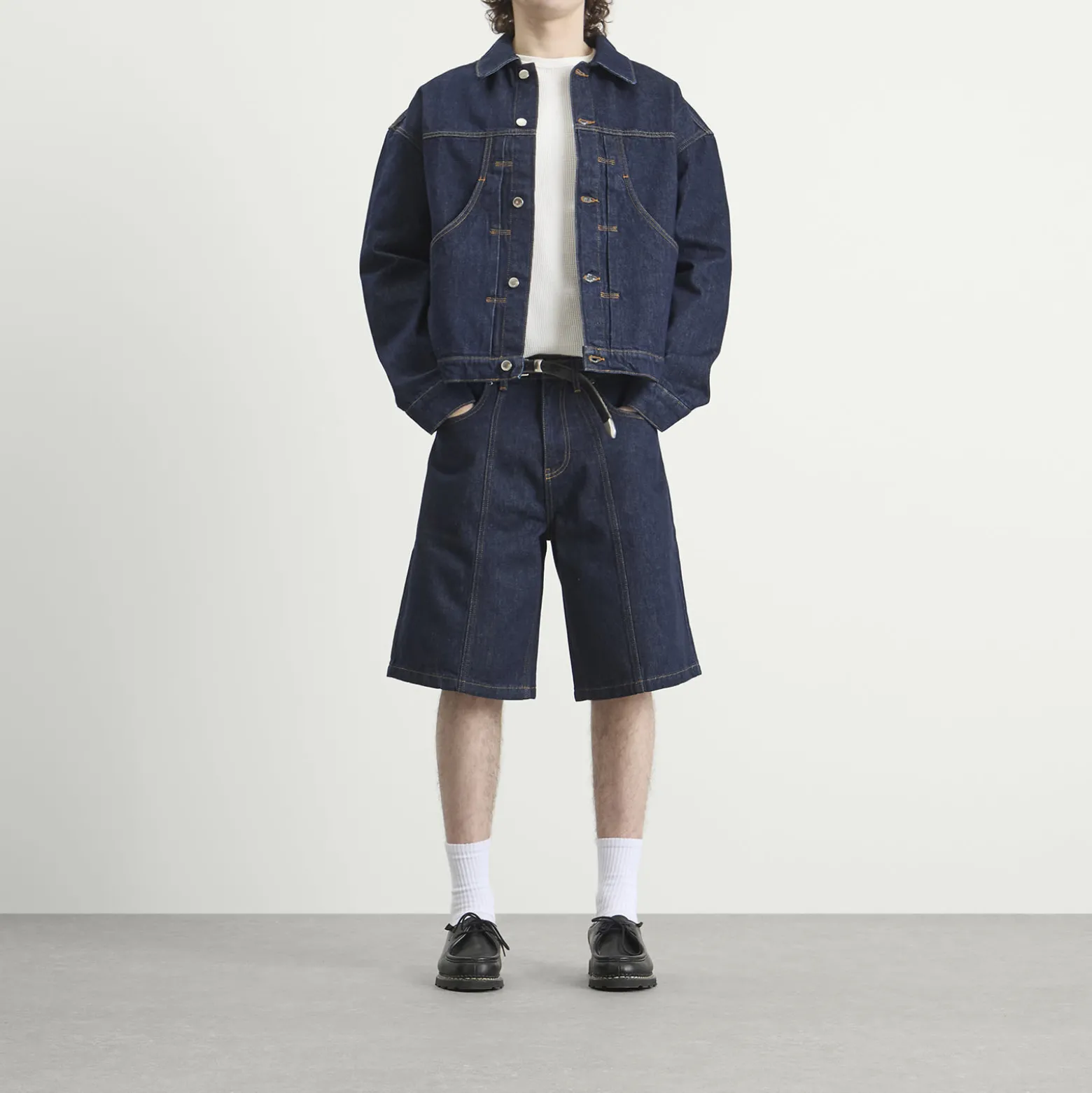 about:blank Felled Denim Short
