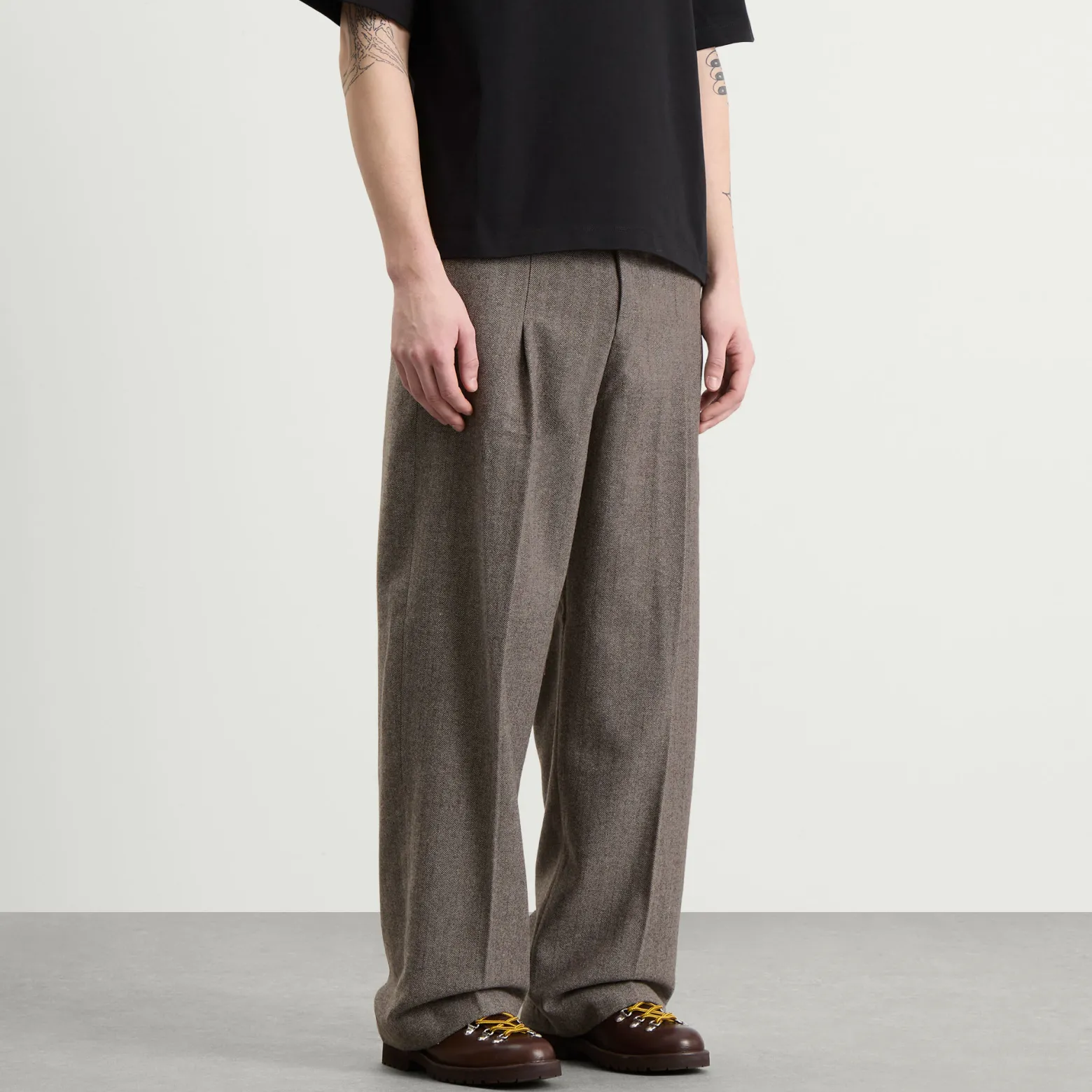 about:blank Herringbone Tailored Wide Leg Trouser