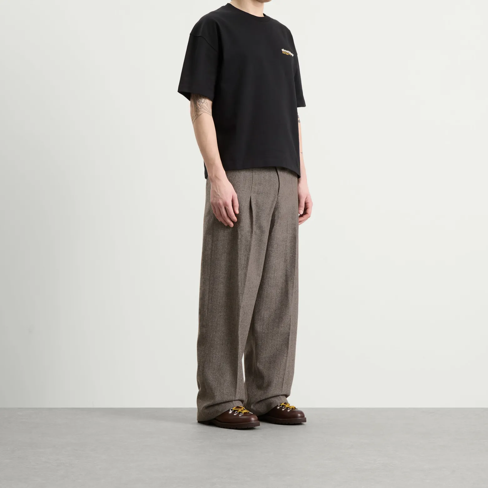 about:blank Herringbone Tailored Wide Leg Trouser