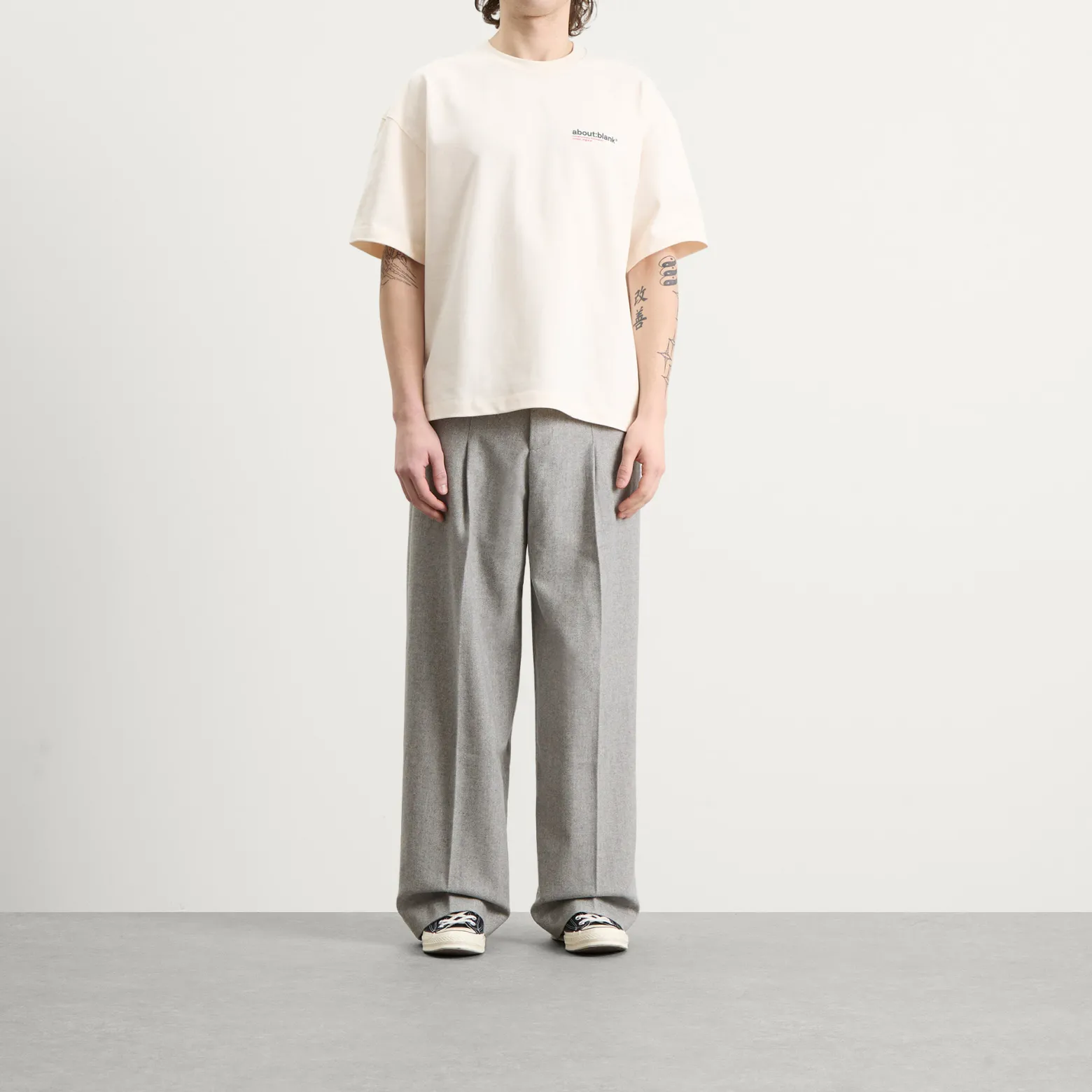 about:blank Herringbone Tailored Wide Leg Trouser