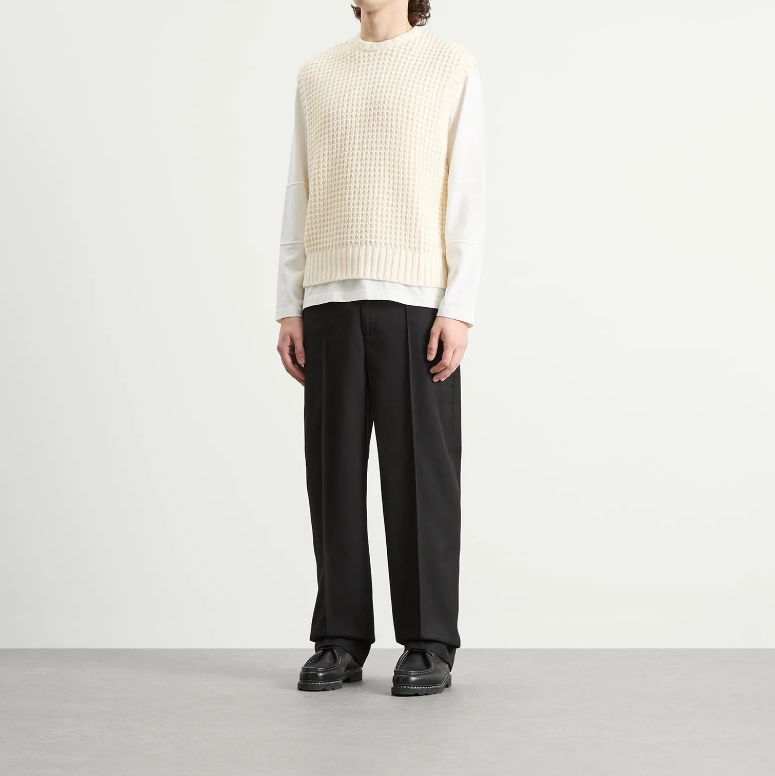 about:blank Moss Stitch Knitted Vest