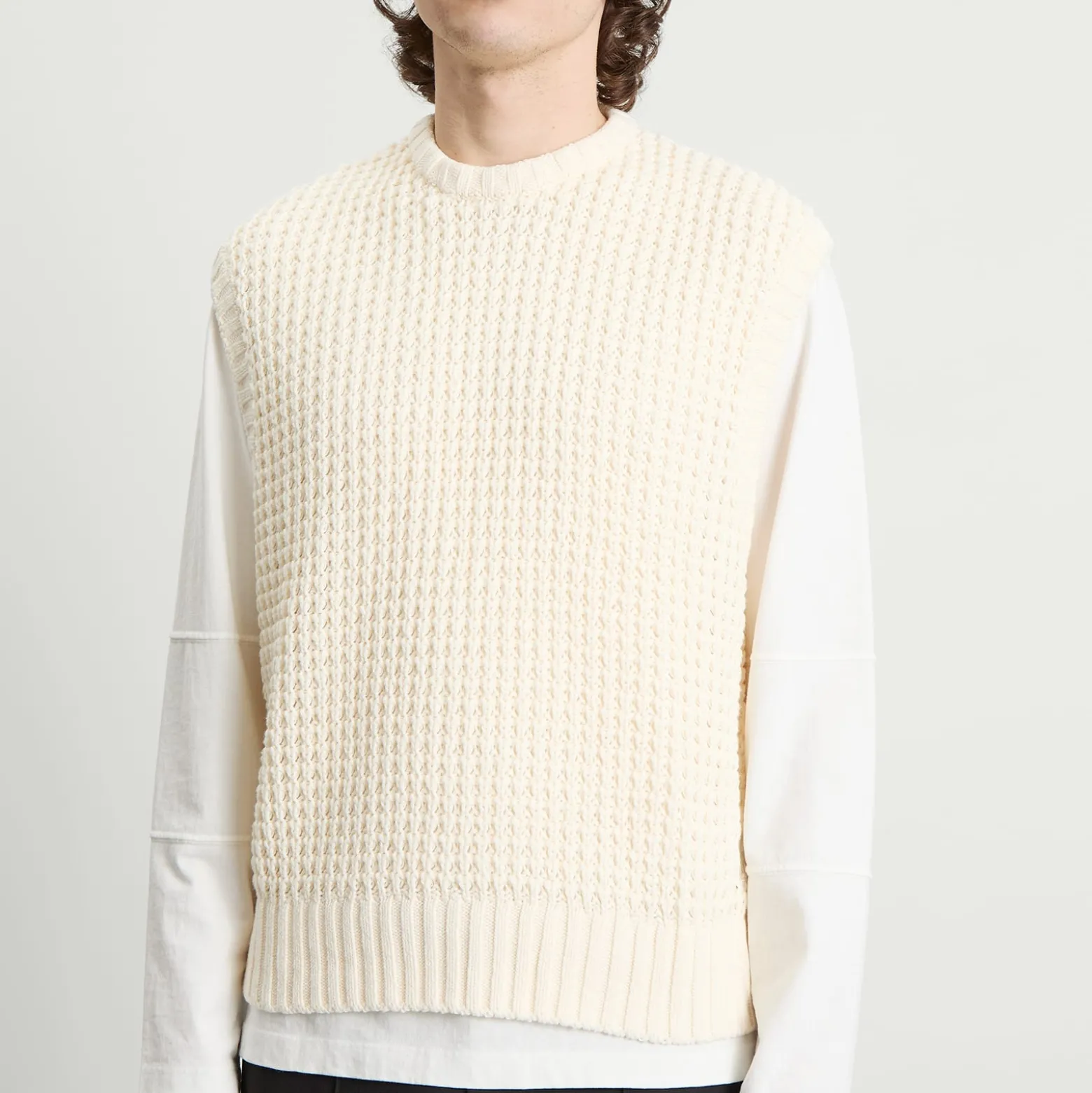 about:blank Moss Stitch Knitted Vest