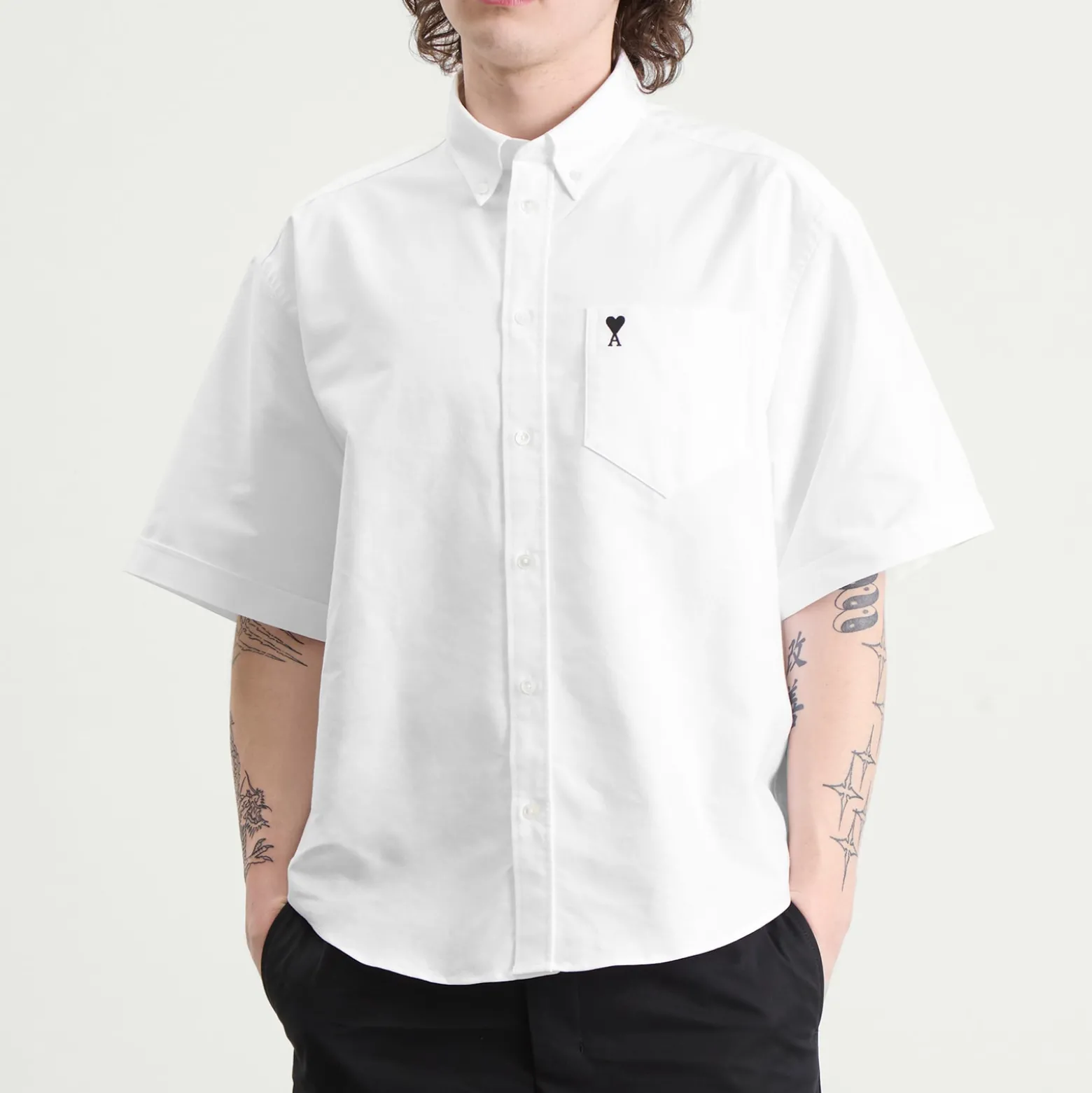 AMI Paris Boxy Short Sleeve Shirt With Embroidered ADC