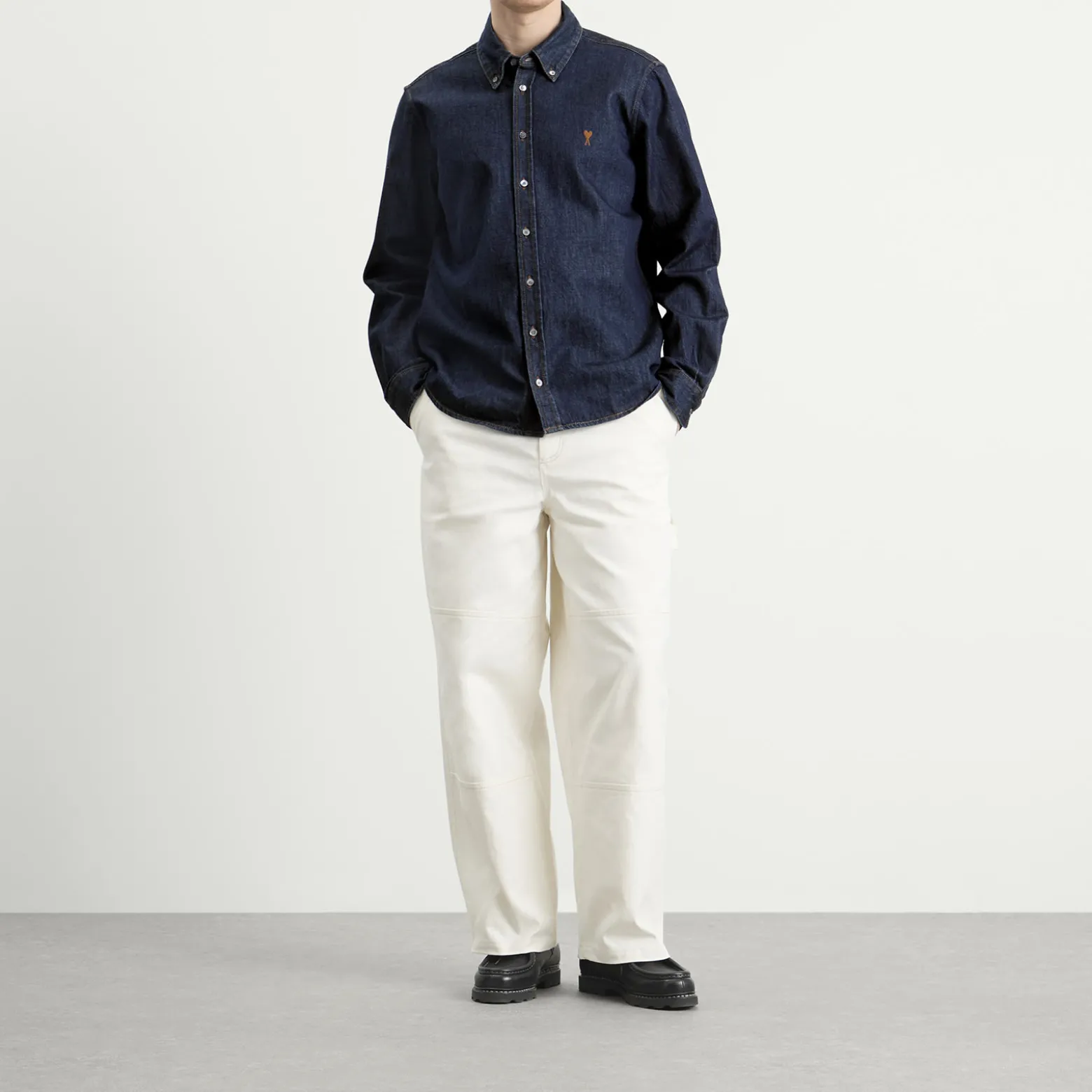 AMI Paris Contrasted Denim Ami De Coeur Shirt