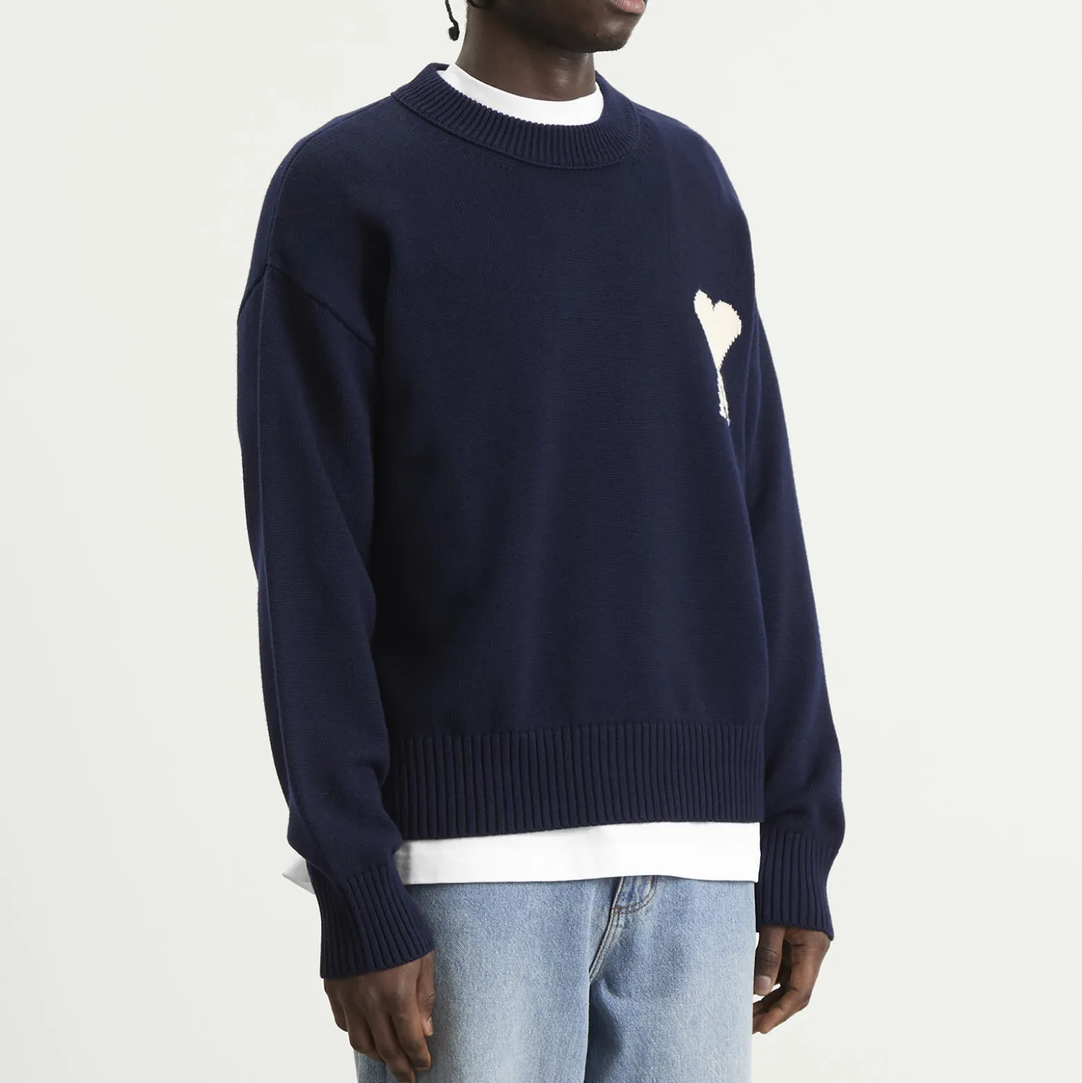AMI Paris Crewneck Sweater With Contrasted Ami De Coeur