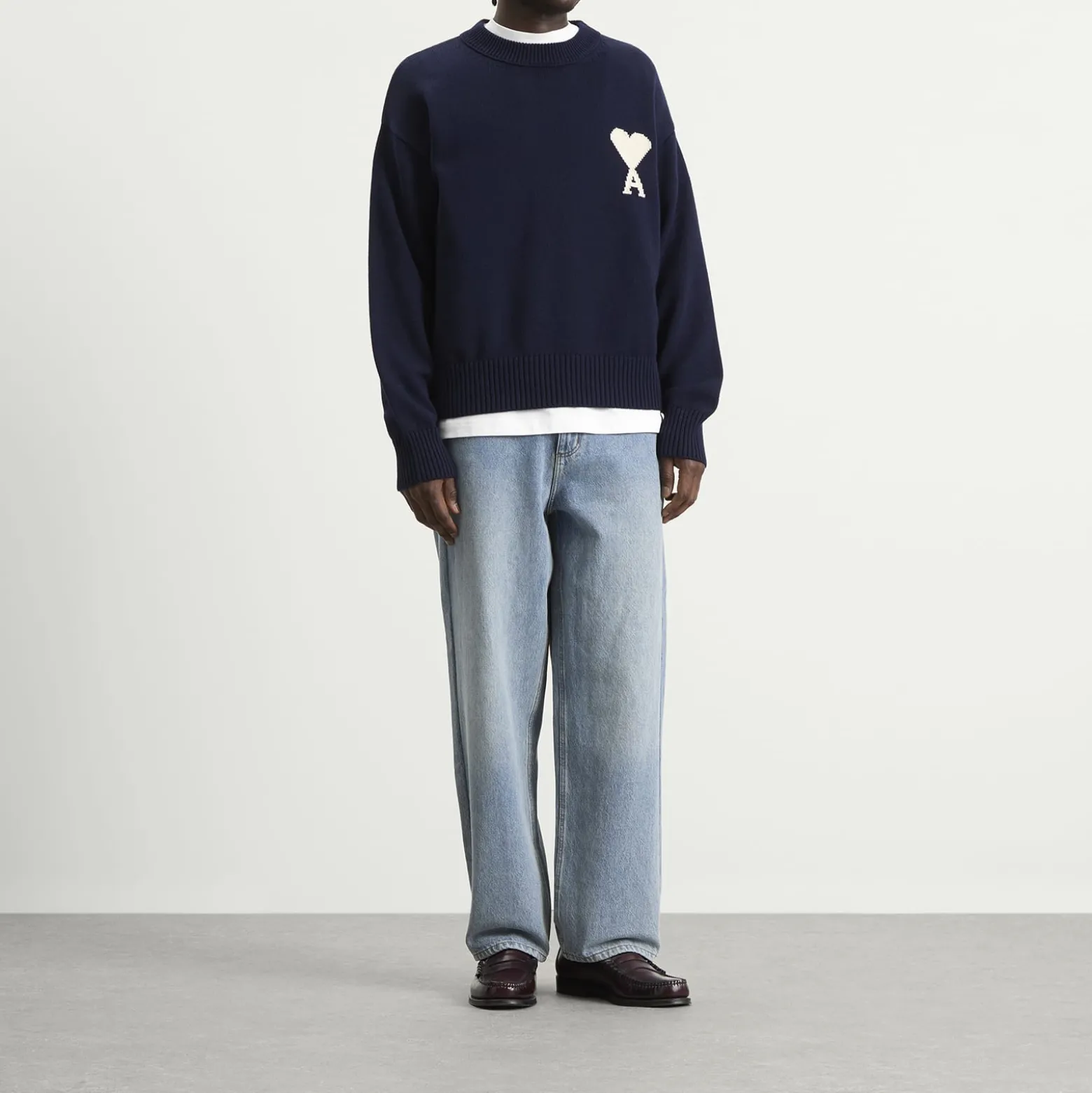 AMI Paris Crewneck Sweater With Contrasted Ami De Coeur