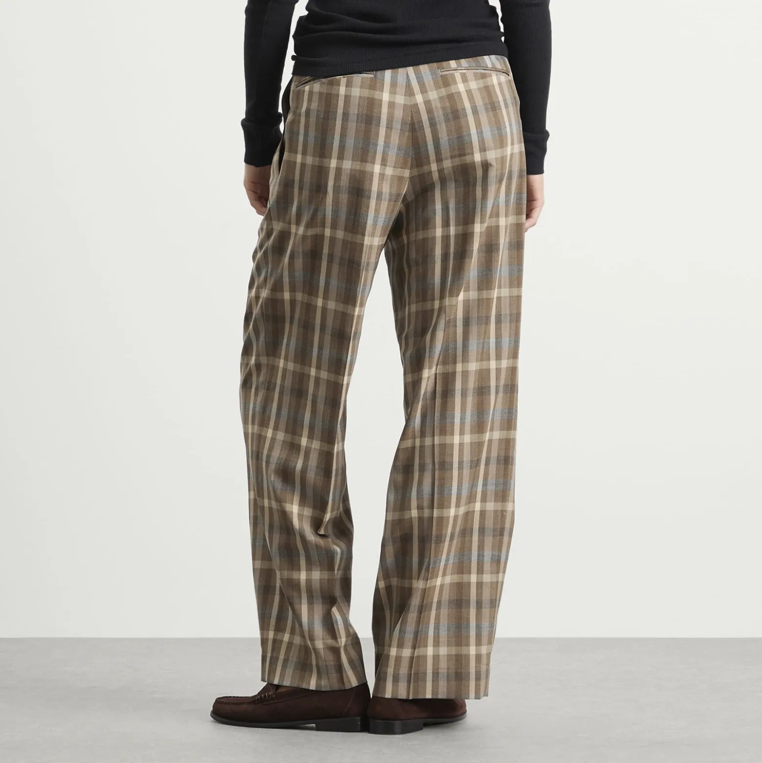 Auralee Wool Check Two-Tuck Slacks