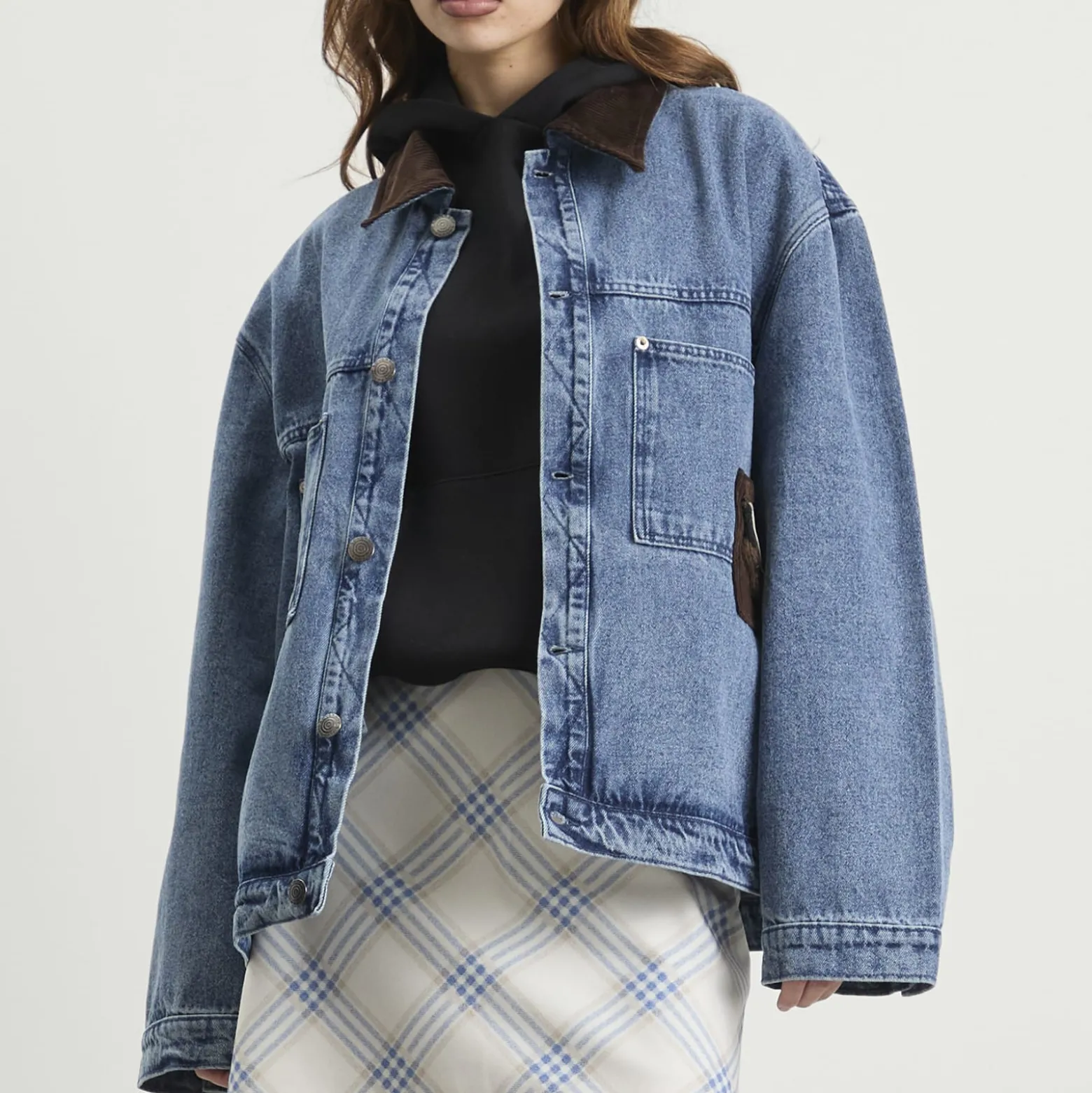 Charles Jeffrey Loverboy Corduroy Collar Denim Jacket