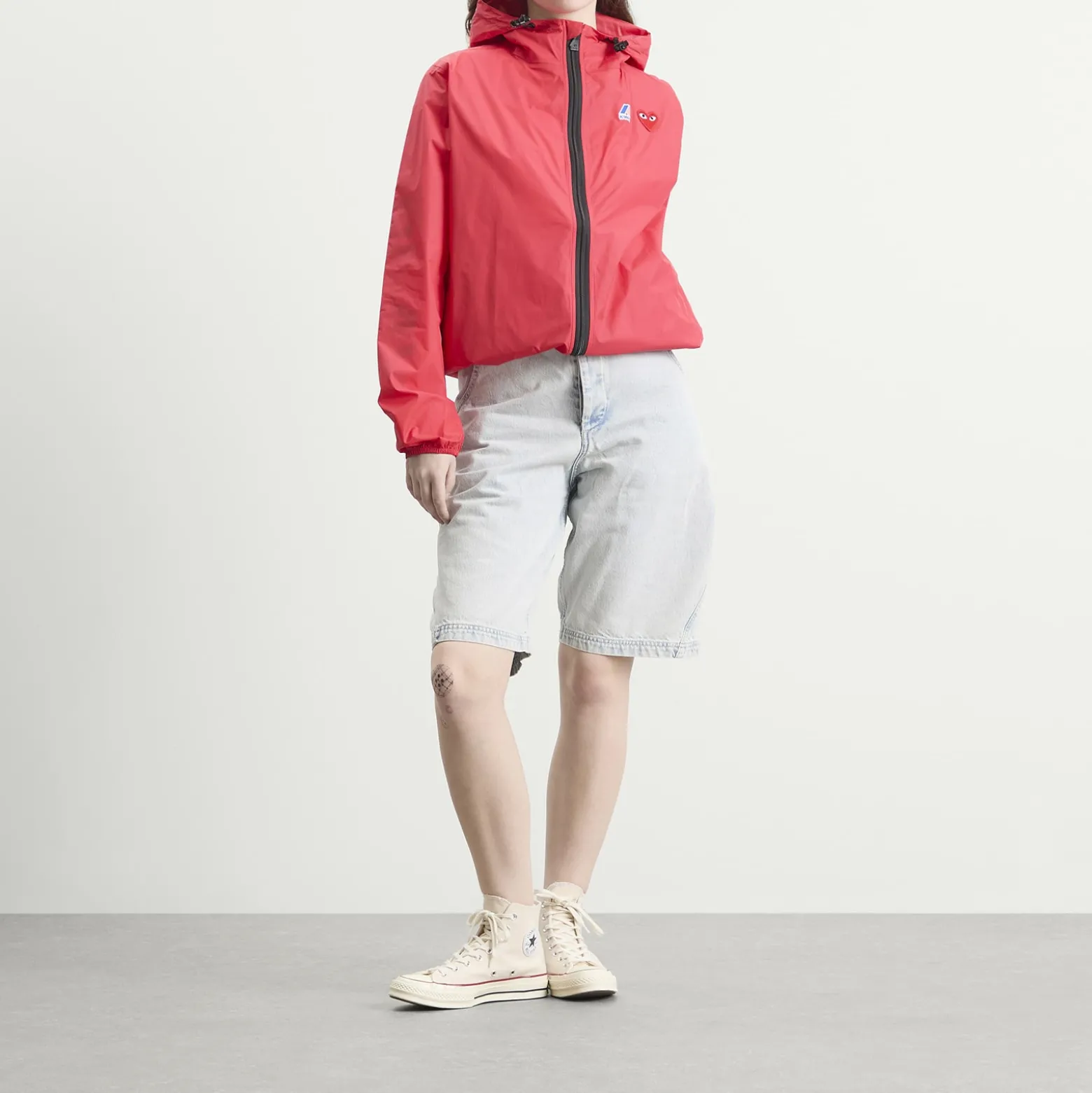 Comme des Garçons Play K-Way Red Emblem Full Zip Jacket