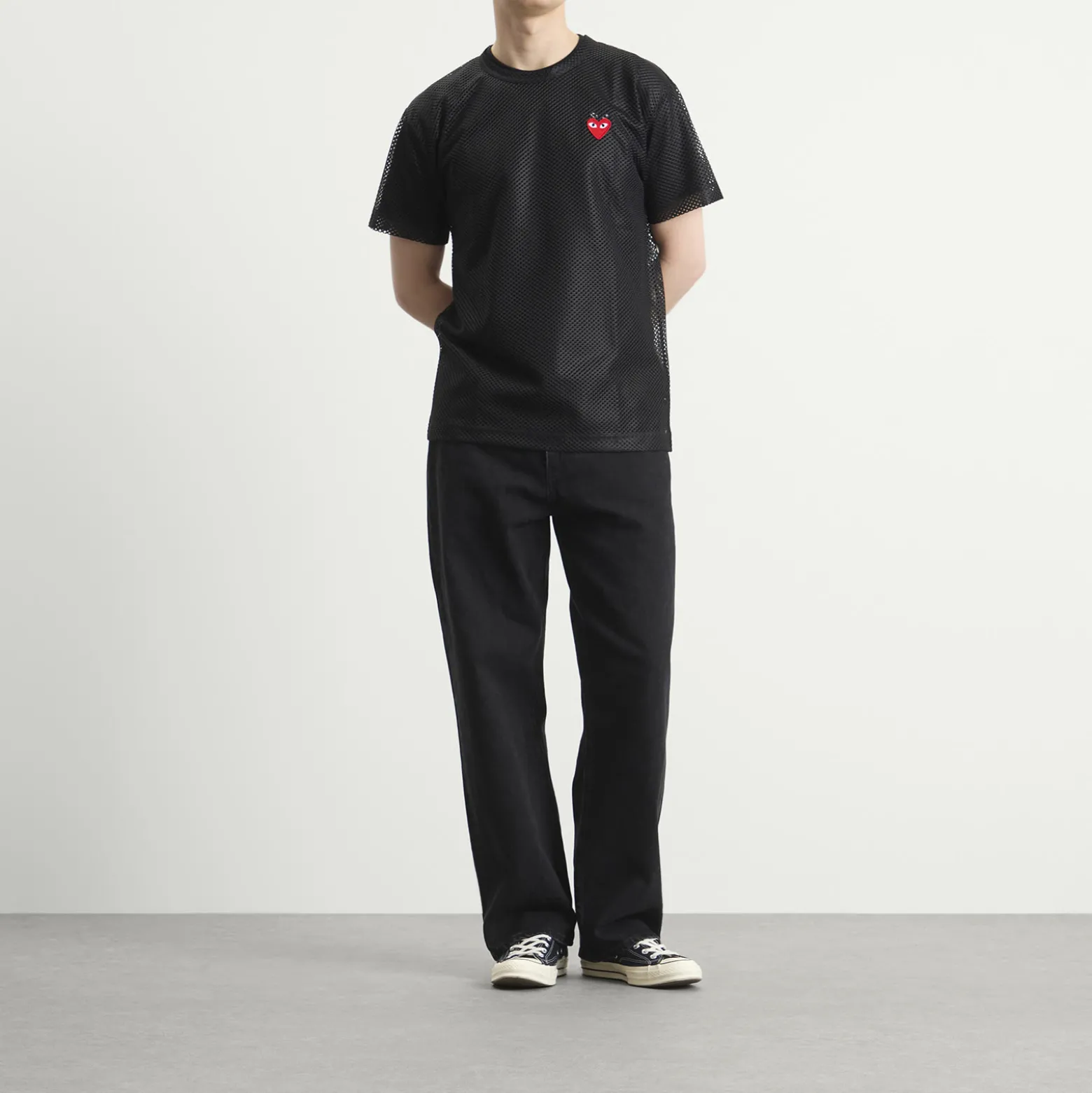 Comme des Garçons Play Mesh T-Shirt Red Emblem
