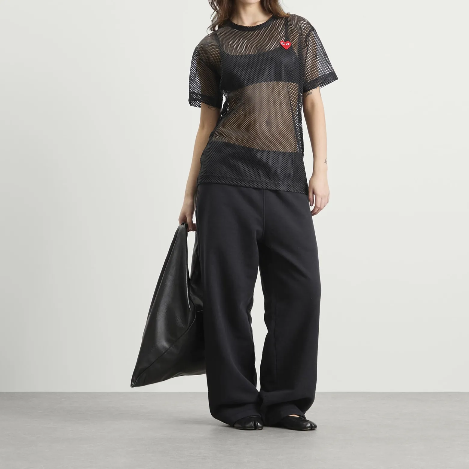 Comme des Garçons Play Mesh T-Shirt Red Emblem