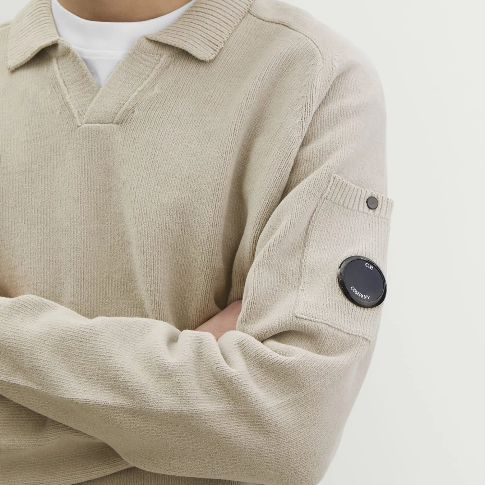 C.P. Company Cotton Chenille Polo Lens Sweater