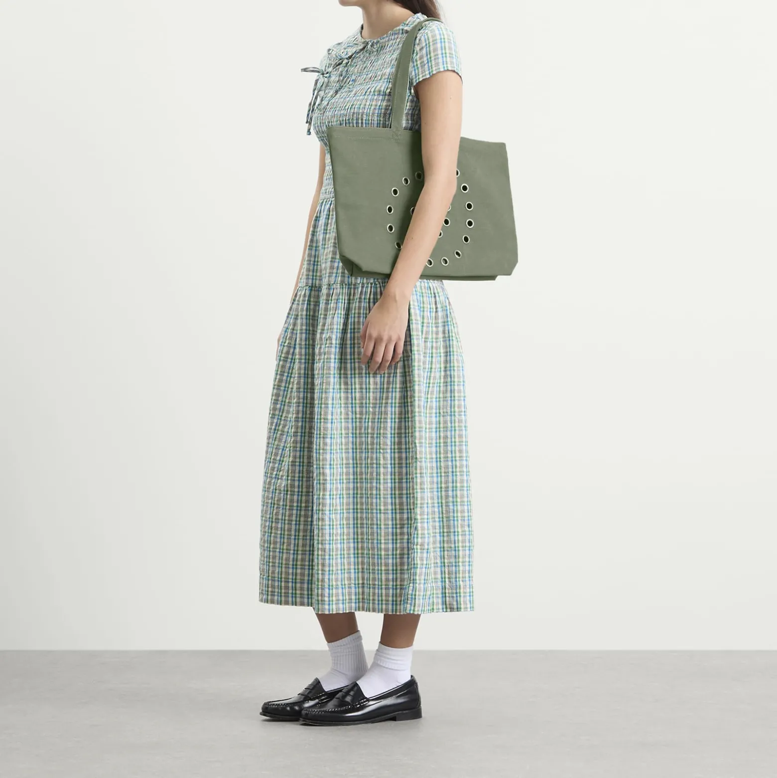 Damson Madder Raine Swirly Eyelet Tote Bag - Mint