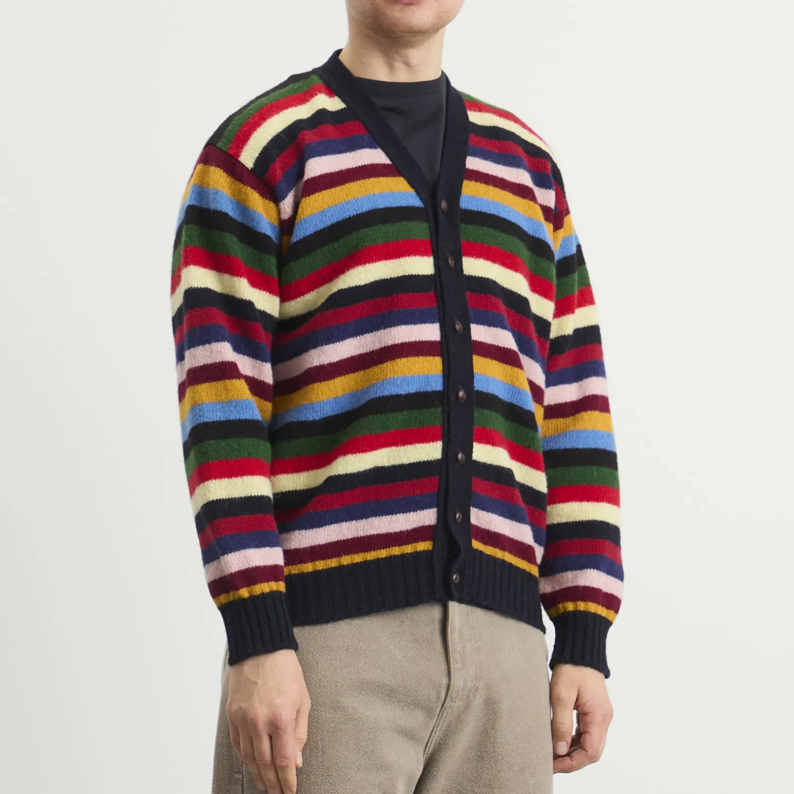 Jamieson's of Shetland Stripe V-Neck Cardigan