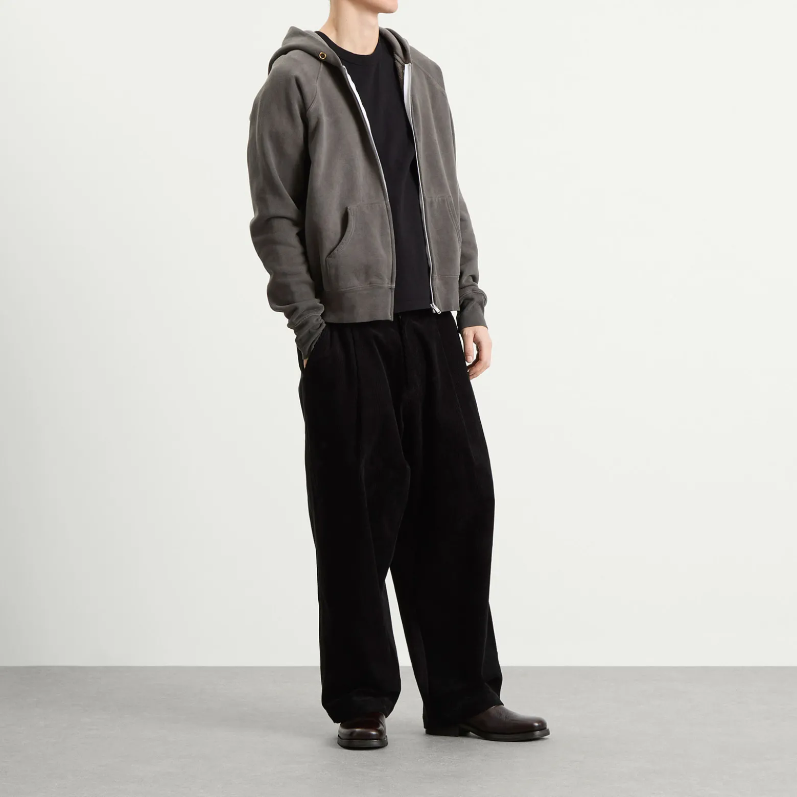 Les Tien Heavyweight Raglan Oil Washed Zip Hoodie