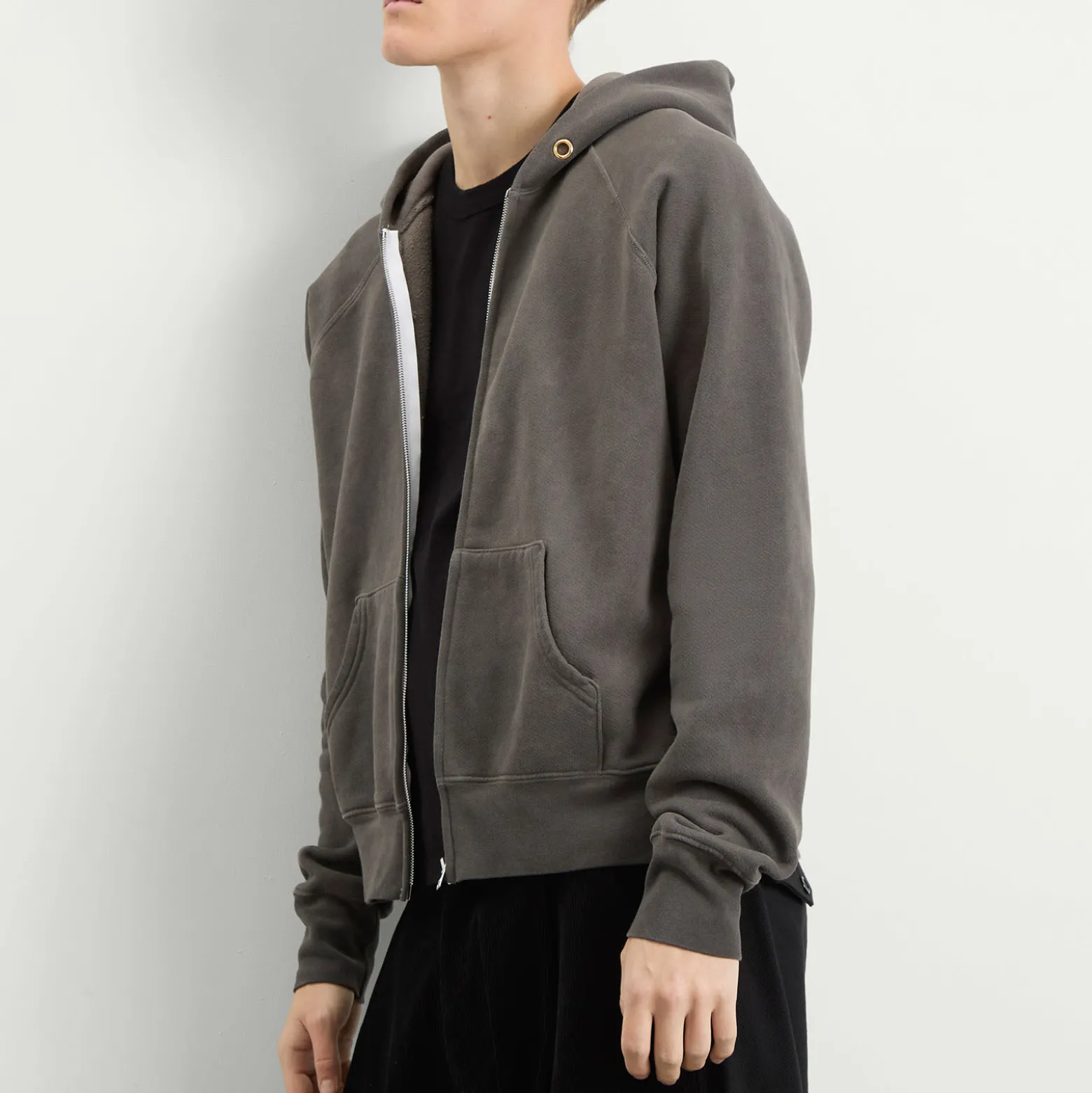 Les Tien Heavyweight Raglan Oil Washed Zip Hoodie