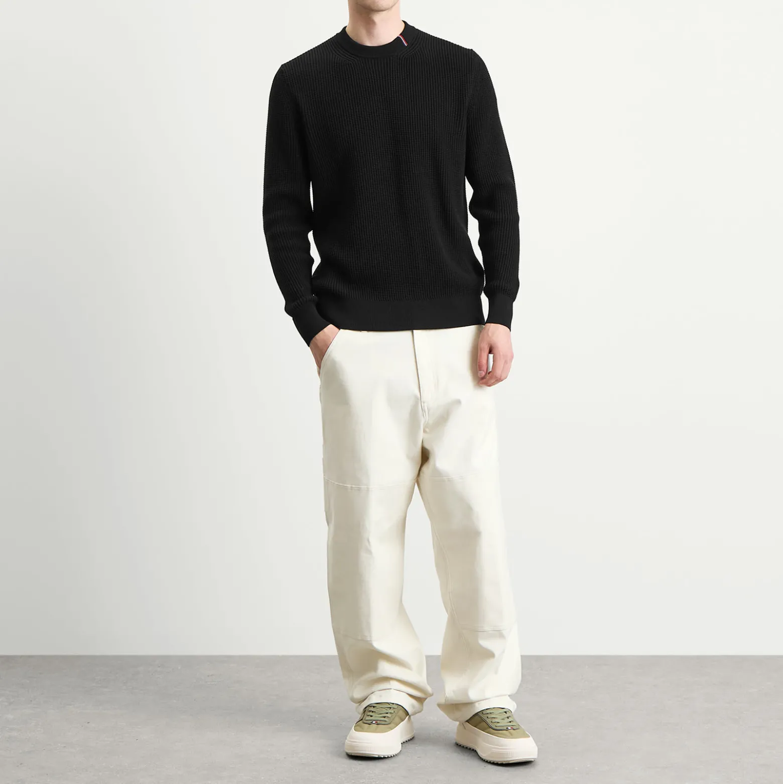 Moncler Cotton Woven Crew Neck Jumper