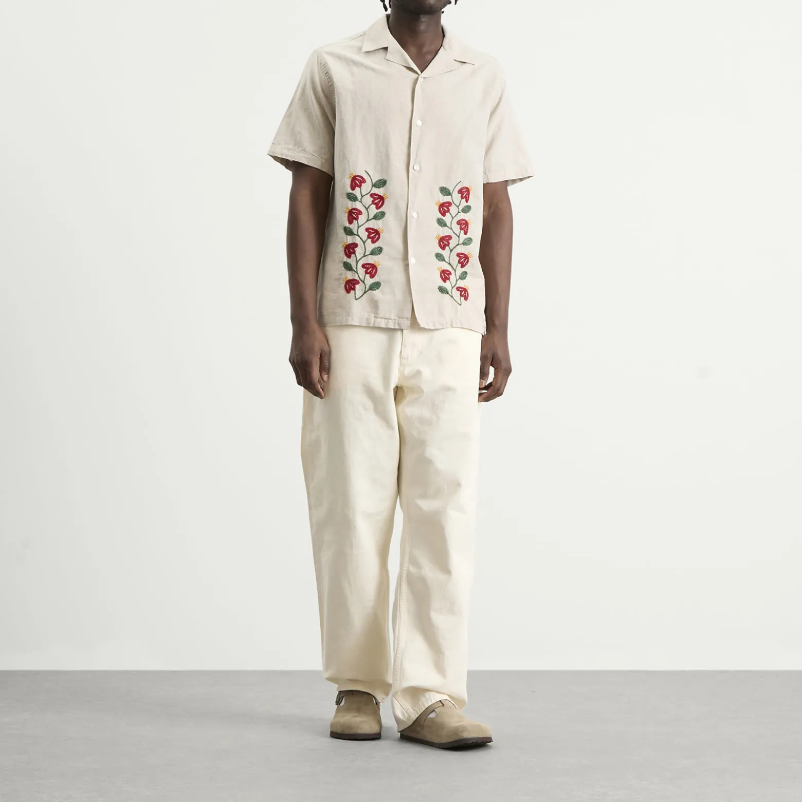 Portuguese Flannel Branch Embroidery Vacation Shirt