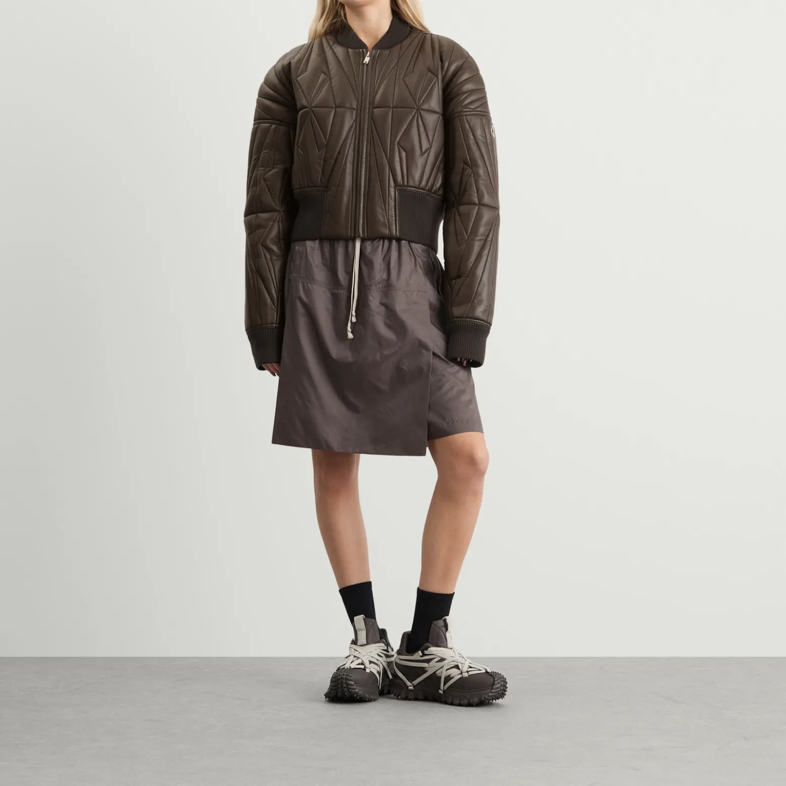 Rick Owens x Moncler Geocamo Cropped Leather Jacket