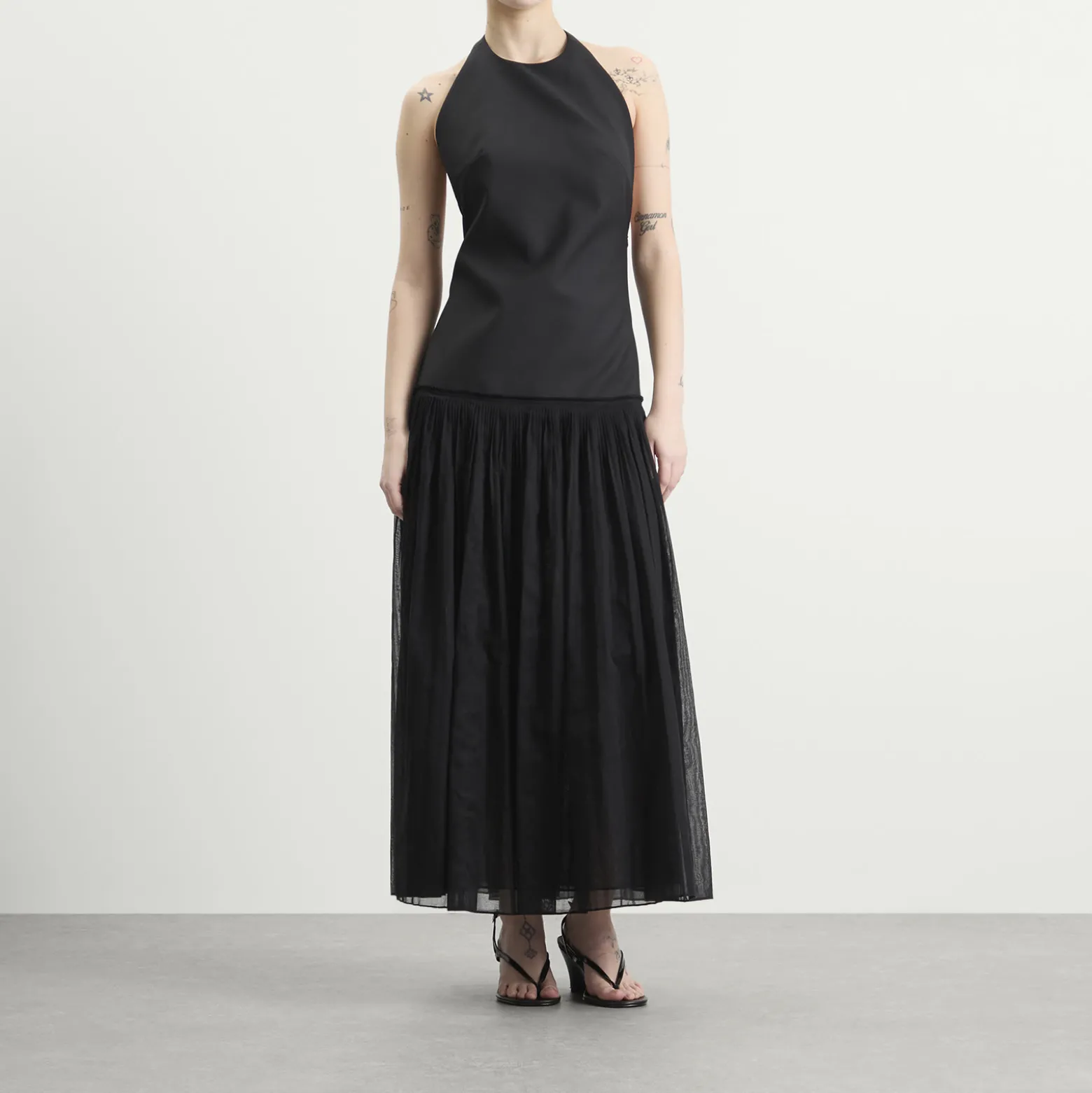 Rohe Pleated muslin halter dress