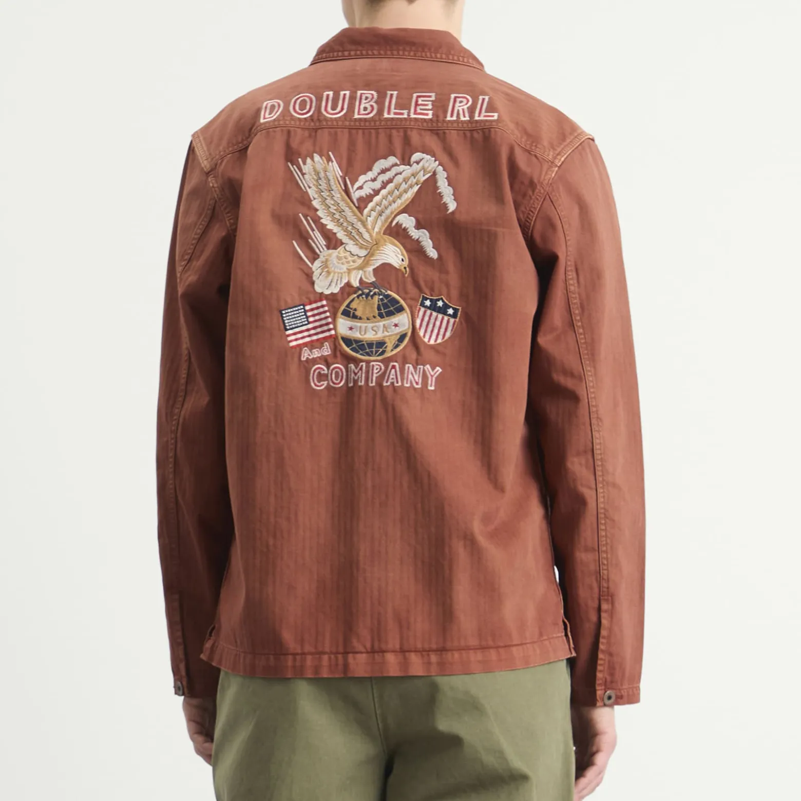 RRL Embroidered Herringbone Overshirt