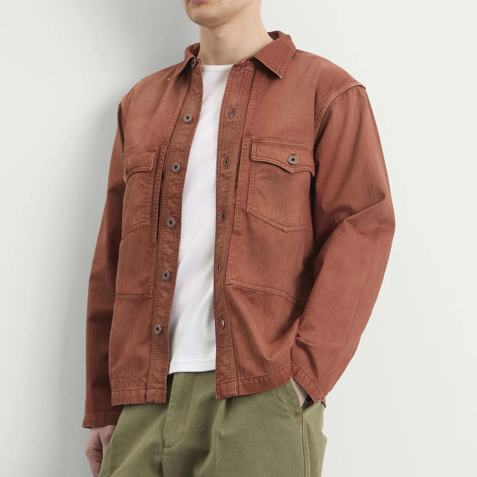 RRL Embroidered Herringbone Overshirt