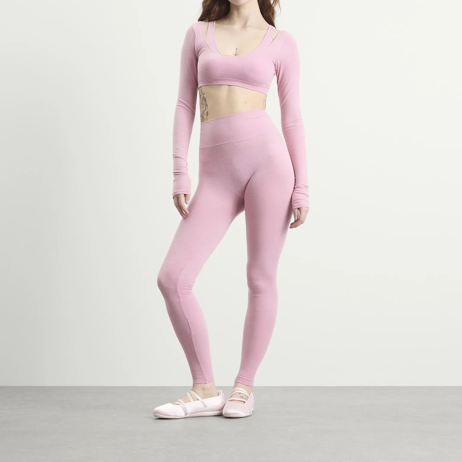 SKIMS Seamless Sheer Wool Long Sleeve Crop Top