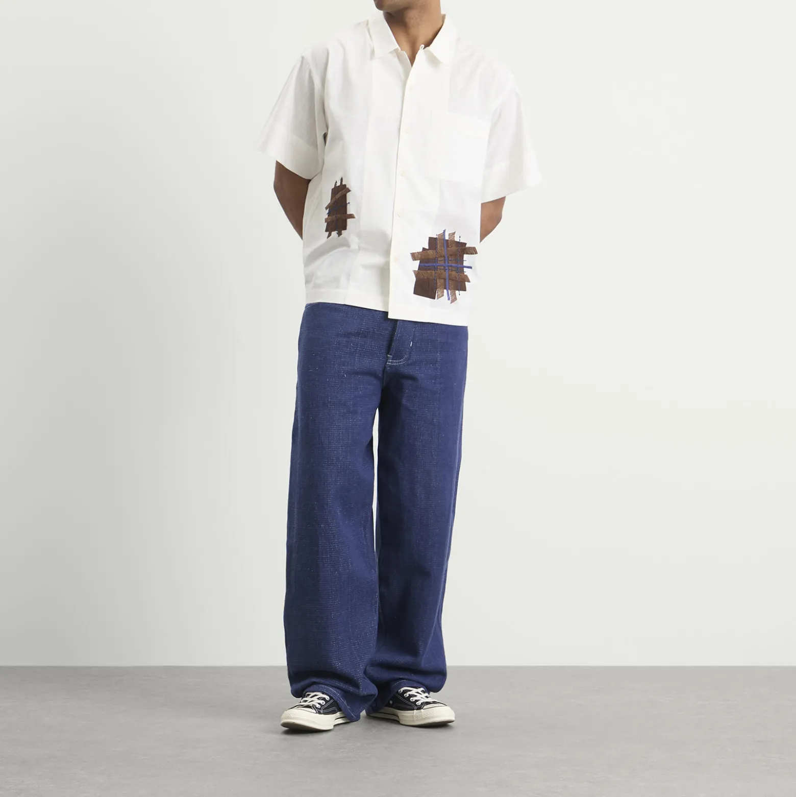 Story mfg. Hand Applique Ecru Patched Up Uniform Shirt