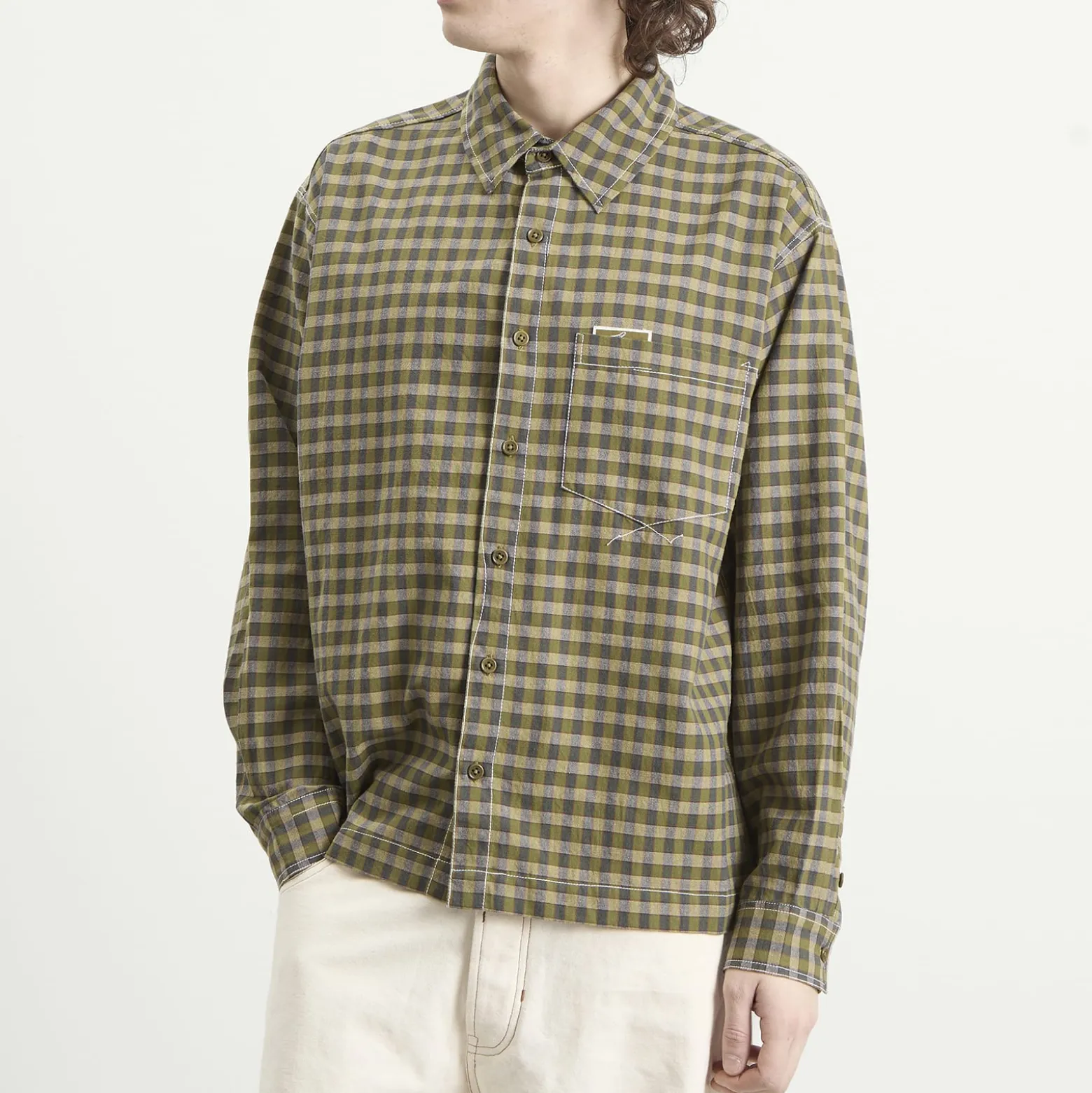 Story mfg. Hand Woven Coach Check Wonky-Wear Bracken Shirt