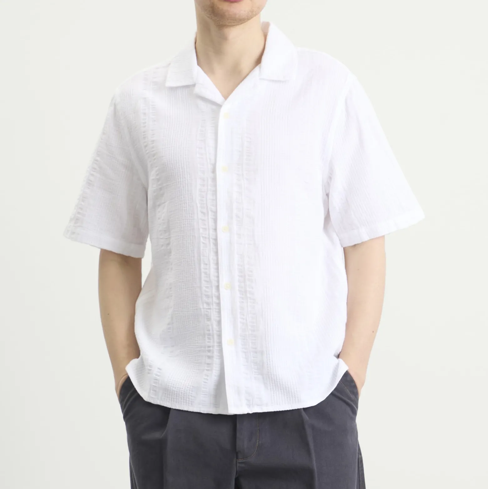 Wax London Didcot Double Weave Grid Vacation Shirt
