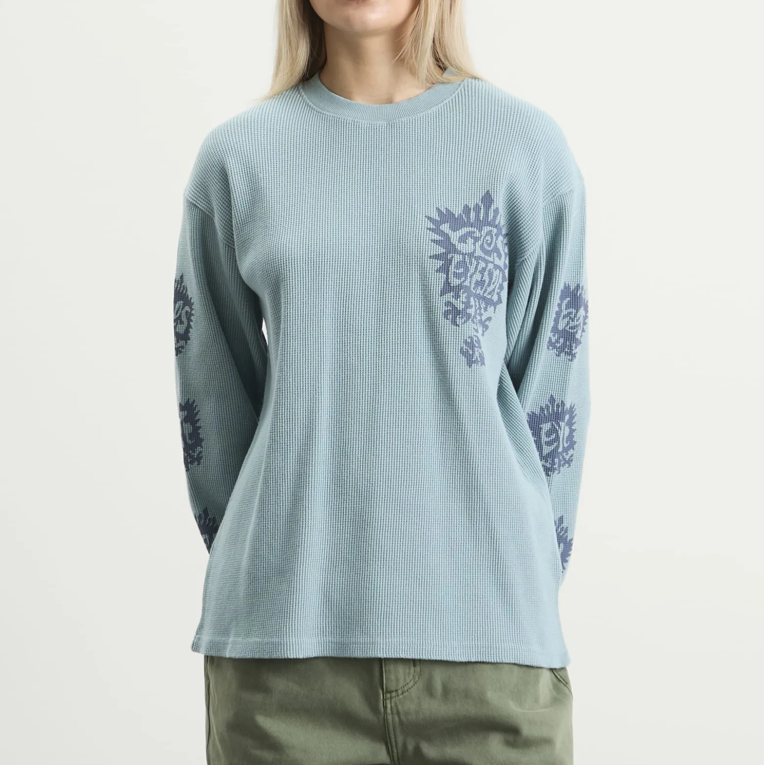 YESEYESEE Y.E.S Stamp Waffle Long Sleeve
