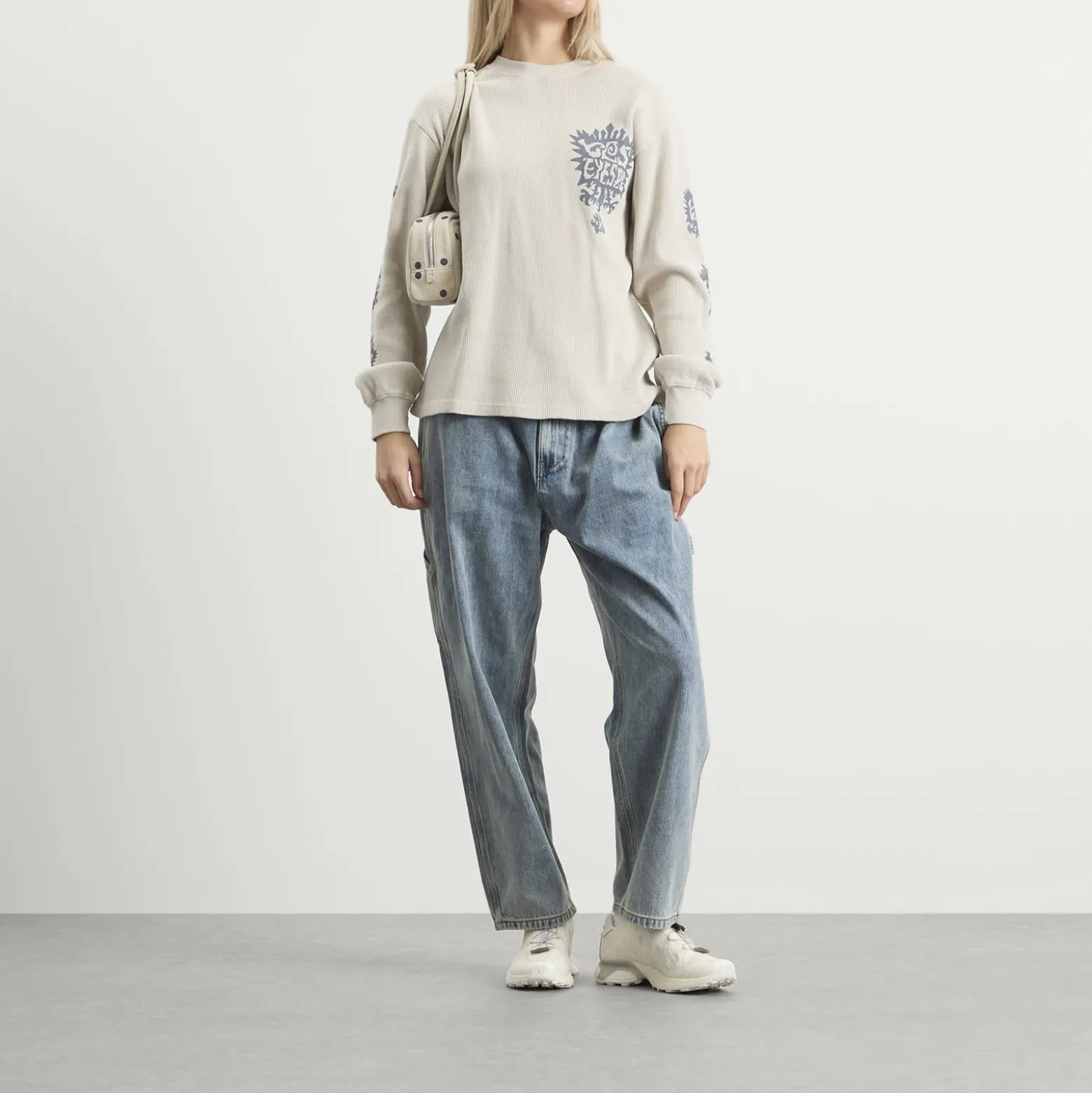 YESEYESEE Y.E.S Stamp Waffle Long Sleeve